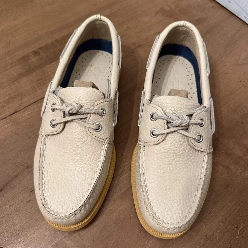Sperry Top-Sider A/O Ice Boat Shoes Mens Size 6 Off White Leather Non-Marking